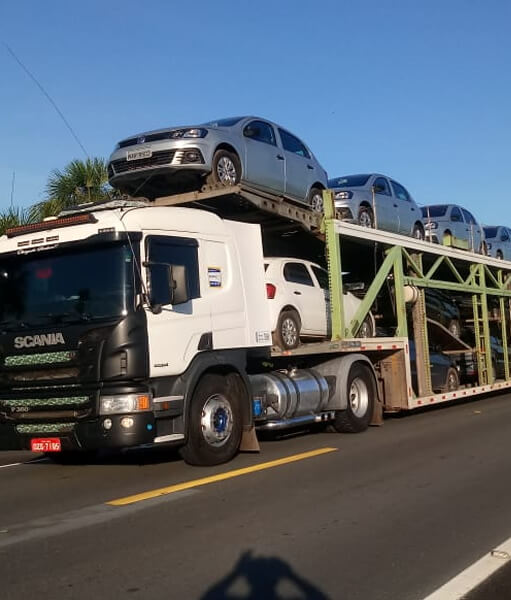 Caminhão cegonha transportando veículos